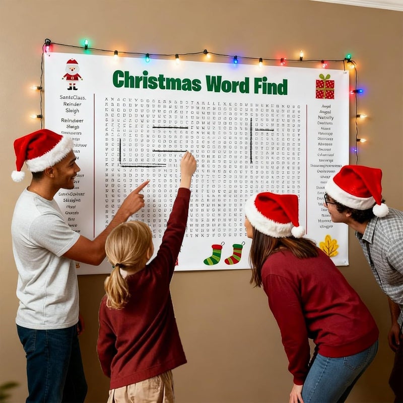 Virularty Jumbo Christmas Word Search Poster, Giant 31.5"x20" Wall Game, Poster-Size Word Search, Giant Thanksgiving Christmas Activity for Families (Christmas) - Image 1